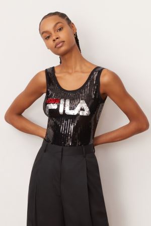 FILA Priti Bodysuits Black / White,Womens Clothing | CA.YUAWSE513